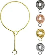 Ximipet Heavy Duty Dog Choke Collar Slip Dog P Chain Snake Collar Plating Anti-Rust Dog Training Collars for Small Large Dogs Black/Gold/Silver/Rose Gold 15.5in-29.5in (21.5in, Gold)