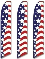 3 (three) Pack Tall Swooper Flags USA America American Stars Stripes
