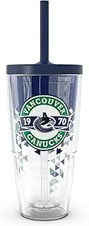 Tervis NHL Vancouver Canucks - Shatter Made in USA Double Walled Insulated Tumbler Travel Cup Keeps Drinks Cold & Hot, 24oz with Straw Lid, Classic