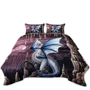 Fantasy Art Violet Stalactites Cave Dragon Coverlet