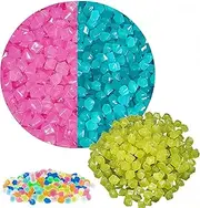 Glow Rocks, Decoration in The Dark Luminous Stones, 300 pcs Glow Pebble for Walkways, Garden, Yard, Aquarium, Fish Tank, Lawn, Indoor and Outdoor Decor (Contains 3 colors)