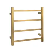 Electric Heated Towel Rack Wall Mounted Towel Rail 4 Bars Square Brushed Yellow Gold