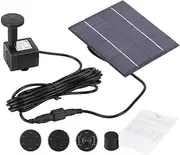 Solar Fountain Pump with 4 Spray Heads, 320cm Power Cord, Submersible Water Pump for Pond and Garden, Black