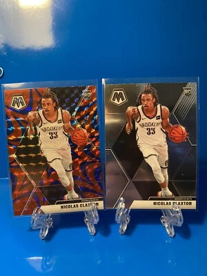 2020 Panini Mosaic Nicolas Claxton RC Lot(2) Red/Blue And Base Brooklyn Nets