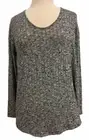 Ana Womens Spacedye Gray Long Sleeve Sweater Top Size M
