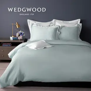 【WEDGWOOD】簡約天絲兩用被套床包組灰綠-加大