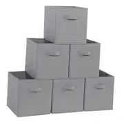 Storage Cubes, 11 Inch Collapsible Storage Bins with Handles, 6 11 INCH Grey