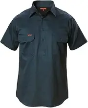 [Hard Yakka] Men's Short Sleeve Closed Front Cotton Drill Work Shirt