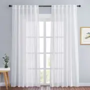 White Sheer Curtains 84 Inch Length for Living Room 2 Panels Light Filtering ...