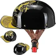 Vintage Open Face Motorcycle Hel-Met Retro Baseball Cap Half Hel-Mets Men Women for Cruiser Street Scooter Moped Cap Jet - DOT Certified