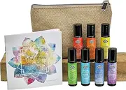 Chakra Complete Pre-diluted Roll On Set with Travel Bag Made with Pure Essentials Oils by Fabulous Frannie
