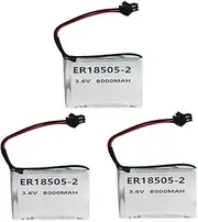 YICUAA (3-Pack) ER18505-2 3.6V 8000mAh PLC Non-Rechargeable Disposable Lithium Battery with SM Black Plug