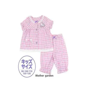 日本Mother Garden 短袖睡衣 獨角獸繪 粉紅色 90cm 童裝 女童裝 女孩 兒童睡衣 卡通睡衣 兩件 睡衣