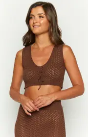 Jimmi Brown Knit Crop Top