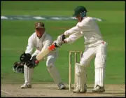Chris Read of Notts against Surrey with Alec Stewart keeping - Old Cricket Photo