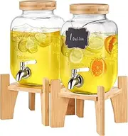 VEVOR Beverage Dispenser, 1 Gallon Drink Dispensers for Parties, Glass Juice Dispenser with Stand, Stainless Steel Spigot, Iced Tea Lemonade Juice Water Dispenser, for Restaurants, Hotels, Parties