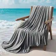 SLEEP ZONE Nanotex Cooling Blanket for Hot Sleepers, Double-Sided Cold Blanket, Summer Blanket Queen Size, Ultra-Cool Lightweight Breathable Blanket for Bed (Dark Grey, 90''x90'')