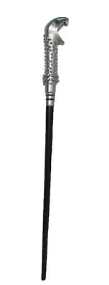 "15" Wizard Wand, Silver Snake With Green Gem Eyes And Black Wand Body!