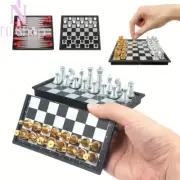 Portable Pocket Chess Set Foldable Travel Magnetic Mini Checkers Backgammon Gift