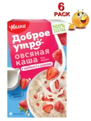 6 PACK x 200gr OATMEAL STRAWBERRY CREAM Cereal 100% Natural UVELKA Увелка RF