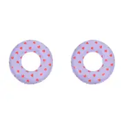 2x Swim Essentials Kids Swim Ring Beach/Pool Floater 90cm Lilac Hearts 6y+