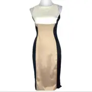 Gabby Skye Women's NWT Black Colorblock Satin Business Career Sheath Dress 4/C34