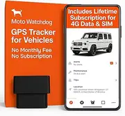 GPS Tracker for Vehicles, No Monthly Fee, No Subscription, 4G SIM and Data Included, Business Fleets, Speeding Alerts, Trip History, Mileage Tracking, Geofence, OBD, USA Developed, Moto Watchdog