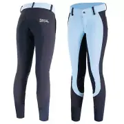 Horze Women's Kiana Full Seat Breeches ~ Navy/Sky Blue ~ 34