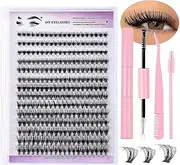 REGODI Natural Wispy Cluster Eyelash Extensions C Curl 8-16mm Waterproof Soft Cluster Lashes 280pcs with Bond, Seal Lash Glue, Tweezers