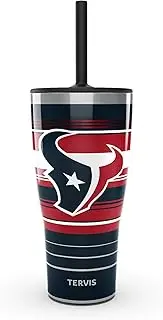 Tervis Traveler NFL Houston Texans - Hype Stripes Triple Walled Insulated Tumbler Travel Cup Keeps Drinks Cold & Hot, 30oz - with Straw Lid, Stainless Steel