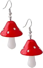 [MOBUTOFU] 1pair Creative Mushroom Earrings Unique Danglers for Women Chic Decorative Ear Accessories