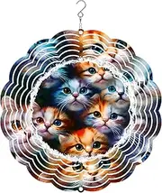 Outdoor Art Hanging Christmas Wind Spinner 10 inch 3D Stainless Steel Laser Cut Metal Geometric Kinetic Spinners Suncatcher for Patio Home Wall Garden Yard Art Decorations (Pattern-38)