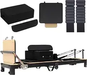 Pilates Reformer, Aluminum Foldable Pilates Reformer Machine Adjustable Exercise Equipment for Home with Reformer Box, Jump Board