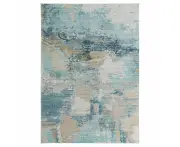 Abstract Bedside Rug Teal Aqua Turquoise Blue Modern Carpet Washable Mat 160x230cm