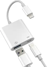 Lightning to USB Adapter (2-in-1) OTG 3.0 Cable for iPhone 14 13 Pro Max Charging Converter for Apple MFi Certified Connection for iPad Tablet USB-A Card Reader Digital Camera Keyboard Stick Lighting