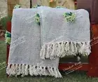 Natural Indian Handwoven Vintage Textiles, Tassel Throw Blanket, Christmas Gifts