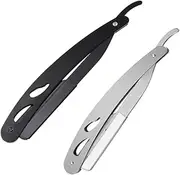Gogogmee 2Pcs Stainless Steel Manual Beard Razors Vintage Style Shaving Kit for Home and Travel Lightweight and Portable Ergonomic Design for Easy Use for Hair Salons