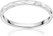 [Hoops & Loops] Sterling Silver Polished Hammered Midi Stackable Thin Wedding Band Ring