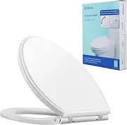 [Hibbent] Premium Round Toilet Seat with Cover Quiet Close, One-Click to Quick Release, Easy Installation Non-Slip Seat Bumpers, Slow Close Toilet Seat and Cover, Easy Cleaning-White Color