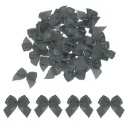 50Pcs Mini Ribbon Bows 6" Mini Fabric Satin Ribbon Gift Flower Bows Dark Grey