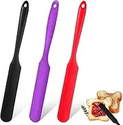 3pcs Silicone Jar Spatula with Long Handle,Spatulas Kitchen Set, Heat Resistant Jam Spreader for Baking Mixing Cake Cream Butter Scraper,Jam Spreader for Peanut Butter,Small Silicone Spatula