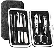 8pcs Stainless Steel Nail Care Clipper Pedicure Scissor Eyebrow Tweezer Manicure Set Kit (Color : Black)