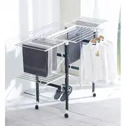 CS Living - Large 174cm Heavy Load Foldable Clothes Laundry Drying Rack - Stainless Steel - White Frame