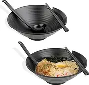Japanese Style Ramen Bowls Set, 37 oz Large Melamine Noodle Soup Bowl Set with Spoons and Chopsticks for Ramen, Pho, Udon, Asian Dishes