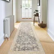 Carvapet Hallway Runner Rug 60x300cm Soft Microfiber Long Kitchen Mat Non Slip Washable Area Rug Floor Carpet Runner for Entryway Laundry Living Room(Grey)