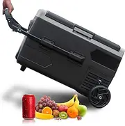 SMETA Portable Cooler Car Refrigerator 12 Volt RV Fridge Freezer, 53 Quart (50L) 12v/24v Electric Solar Coolers DC with Wheels Mini Fridge for Travel Camping RV Outdoor Semi-Truck, -4℉~68℉