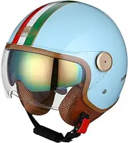 Motorcycle Helmet Open Face Motorcycle Helmet Adult Motocross Helmet with Built-in Pull Down Visor for Men Ladies Moped Cruiser Scooter DOT/ECE Approved