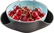 Double Layer Dish Snack Bowl - Double Layer Dish Nut Serving Storage Bowl - Double Layer Pistachios Bowl with Nut Shell Organizer for Edamame, Fruits, Cherries