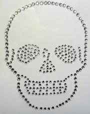 Halloween Skull Rhinestone Design Hot Fix Iron On Transfer Bling Motif