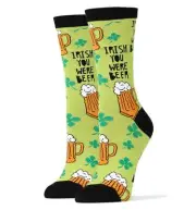 OoohYeah Women's Lucky Crew Socks, Irish Beer & Shamrock, Funny Colorful Socks